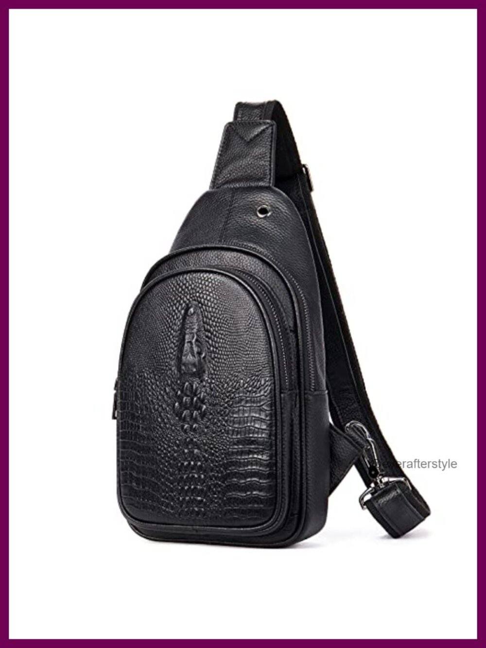 Crocodile Leather Sling Crossbody Bag Full-Grain Cowhide Travel Everyday